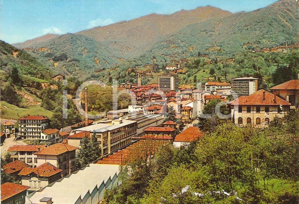 Cartolina originale da collezione 1965 ca VALLE MOSSO BI Veduta panoramica con industrie Cartolina VINTAGE FG NV 1
