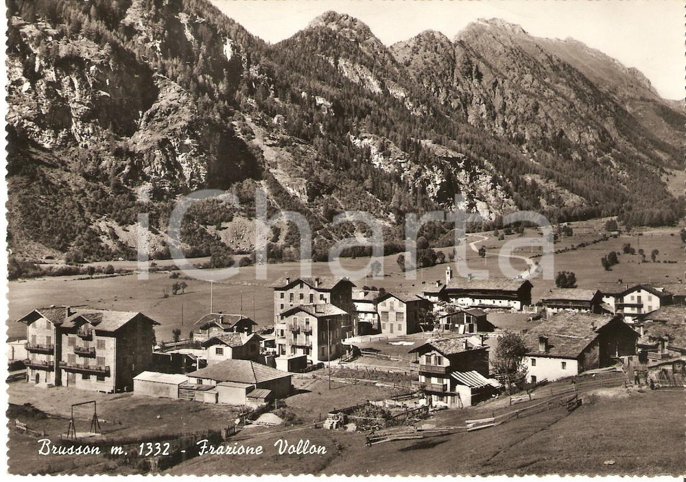 Cartolina originale da collezione 1960 BRUSSON AO Panorama della Frazione VOLLON Cartolina FG VG 1