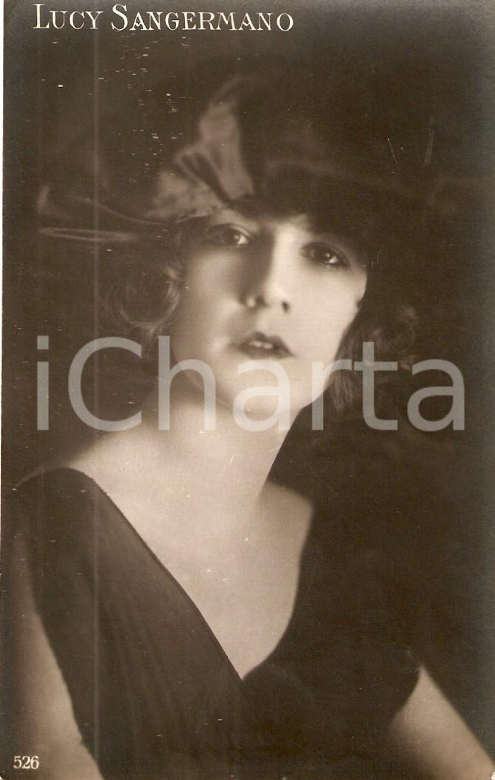 Cartolina originale da collezione 1920 ca CINEMA Attrice Lucy SANGERMANO Ritratto con copricapo *Cartolina FP NV 1
