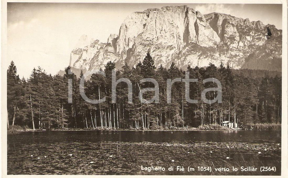 Cartolina originale da collezione 1938 FIE  ALLO SCILIAR BZ Veduta del lago verso il massiccio Cartolina FP VG 1