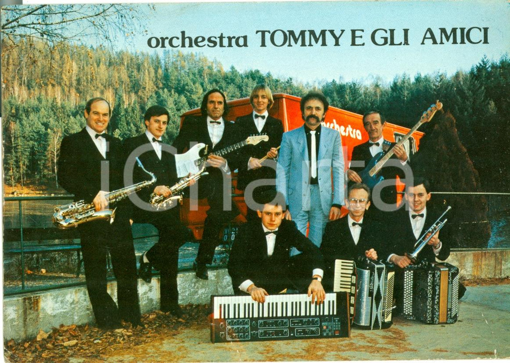 Cartolina originale da collezione 1980 ca Orchestra TOMMY E GLI AMICI Cartolina pubblicitaria FG NV 1