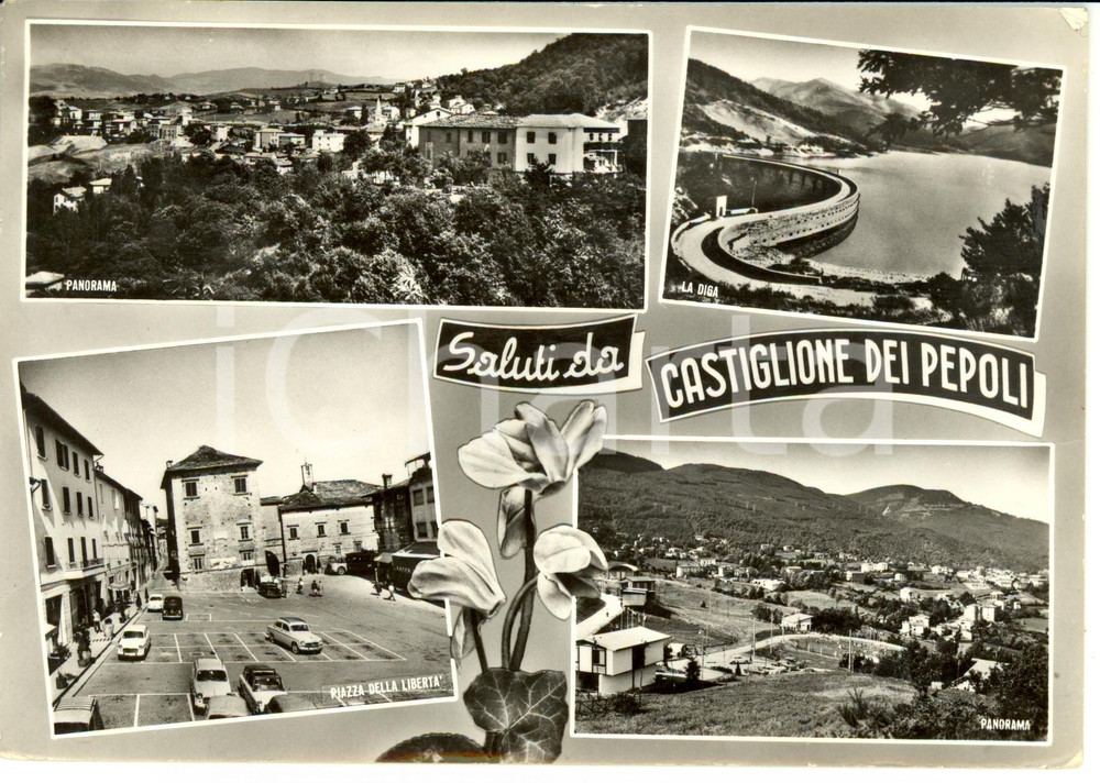 Cartolina originale da collezione 1965 CASTIGLIONE DEI PEPOLI BO Vedutine della cittÃ  Cartolina Postale FG VG 1