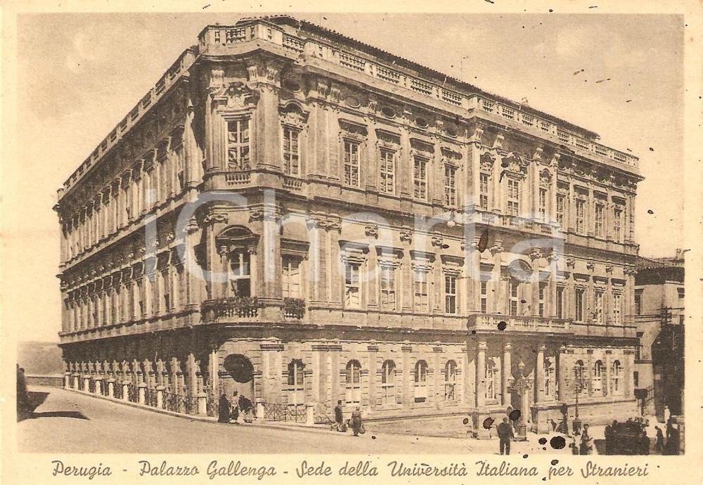 Cartolina originale da collezione 1955 PERUGIA Palazzo Gallenga Sede UniversitÃ  per stranieri *Cartolina FG VG 1