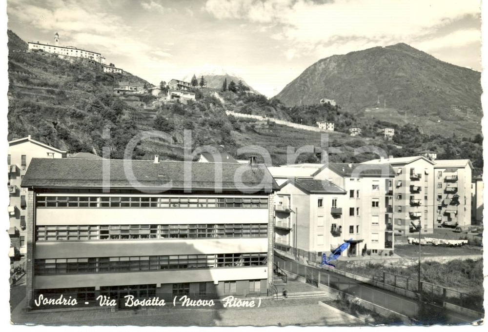 Cartolina originale da collezione 1968 SONDRIO Scorcio di via BOSATTA nel NUOVO RIONE Cartolina FG VG 1