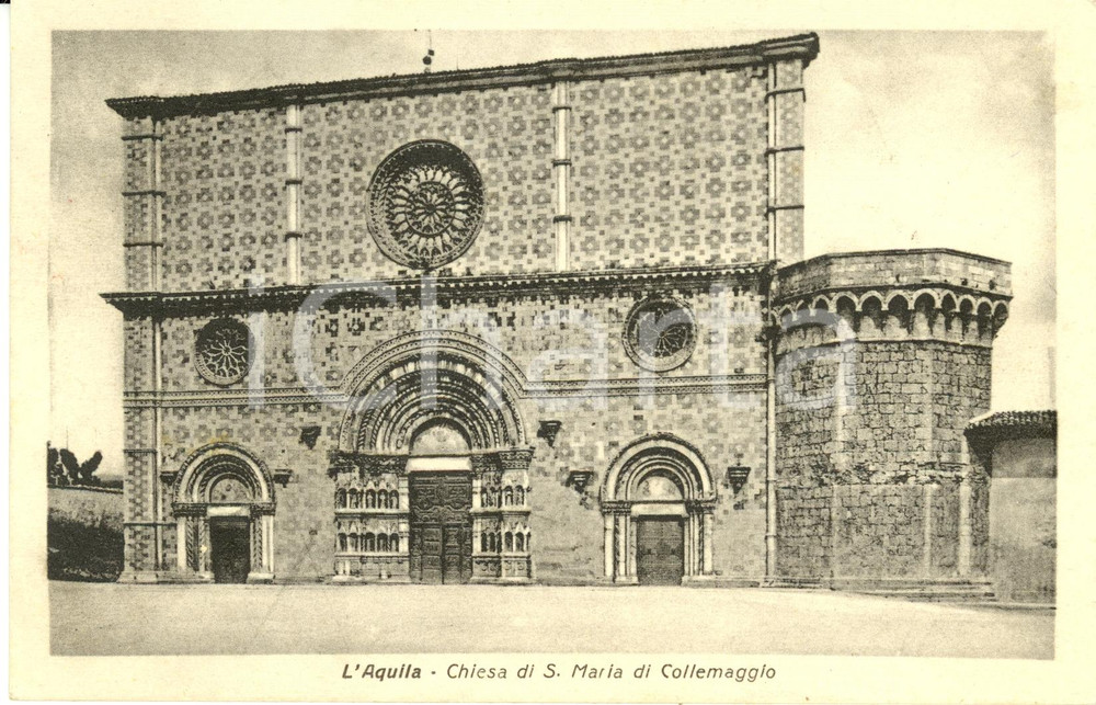 Cartolina originale da collezione 1940 ca L AQUILA La chiesa di SANTA MARIA di COLLEMAGGIO Cartolina FP VG 1