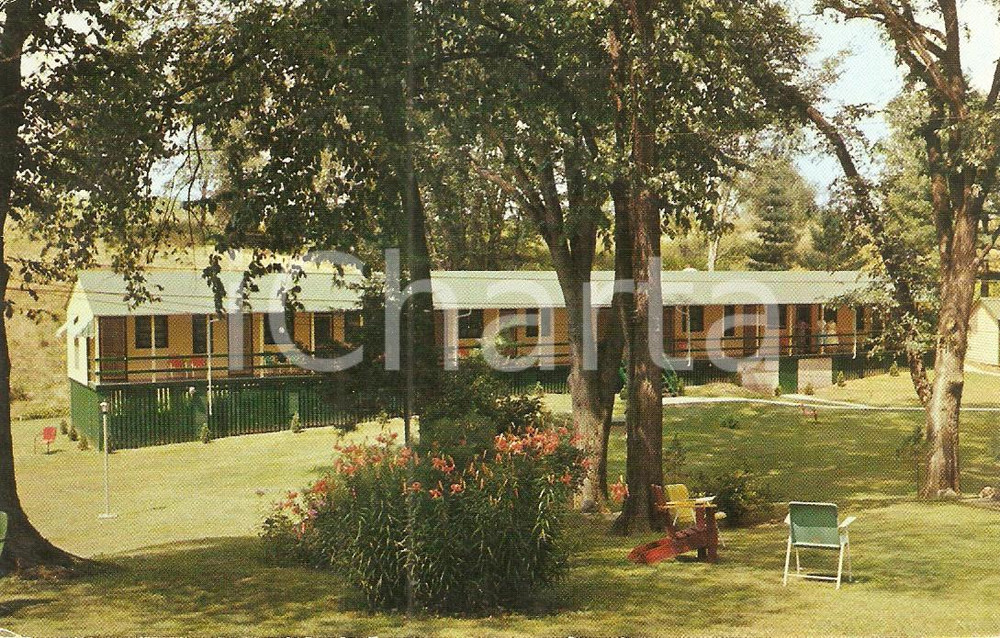 Cartolina originale da collezione 1960 ca WISCONSIN DELLS USA Leute s artist GLEN RESORT Motel unit VINTAGE 1