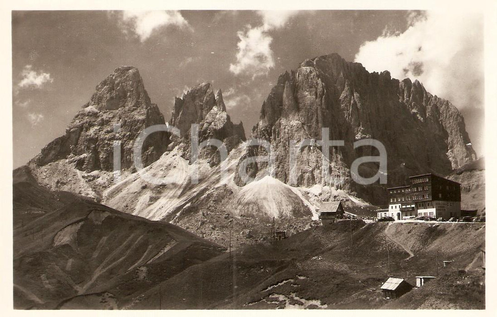 Cartolina originale da collezione 1954 TRENTO Passo di SELLA Rifugio MARIA FLORA e SASSOLUNGO *Cartolina FP NV 1