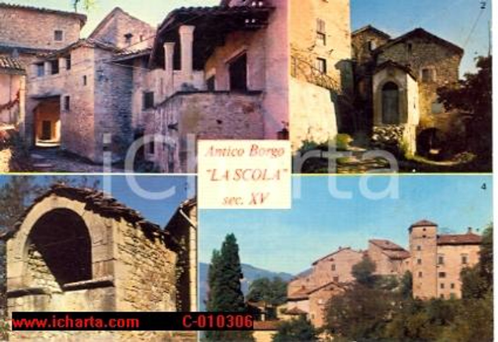 Cartolina originale da collezione 1970 ca GRIZZANA MORANDI (BO) Borgo LA SCOLA Vedutine VINTAGE *Cartolina FG NV 1
