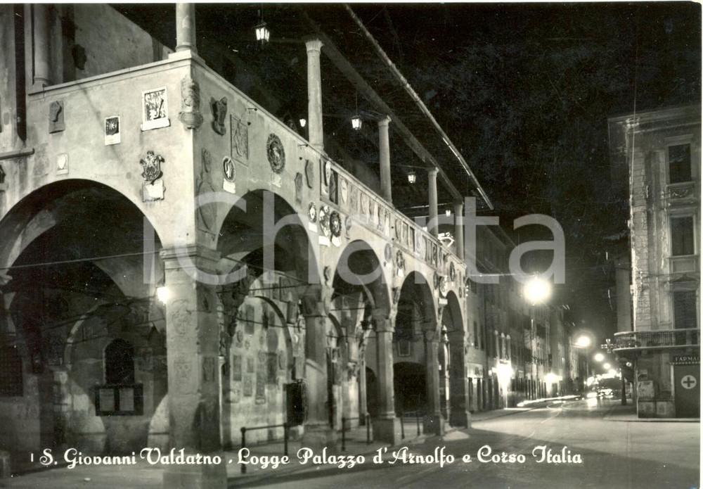 Cartolina originale da collezione 1952 SAN GIOVANNI VALDARNO (AR) Logge PALAZZO D'ARNOLFO *Cartolina  FG VG 1