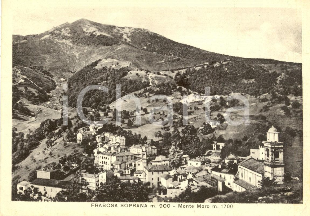 Cartolina originale da collezione 1952 FRABOSA SOPRANA CN Veduta del paese e del Monte MORO Cartolina FG VG 1