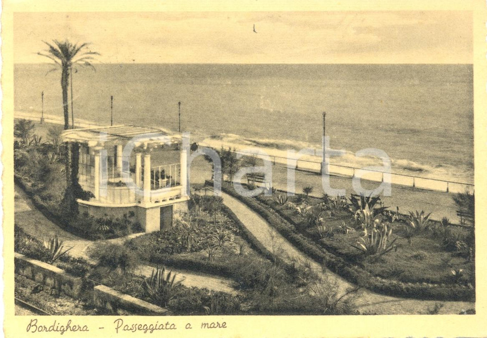 Cartolina originale da collezione 1938 BORDIGHERA (IM) Scorcio della passeggiata a mare *Cartolina FG VG 1