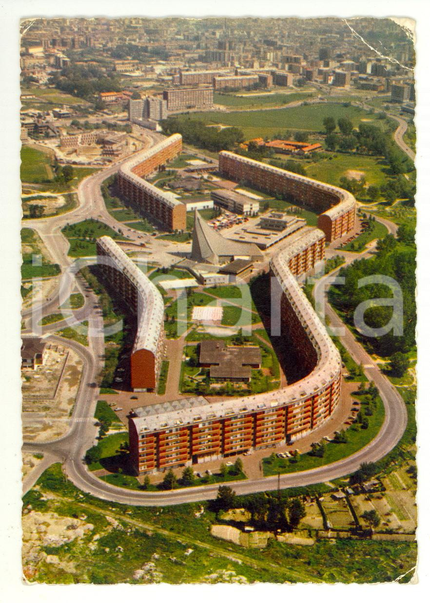 Cartolina originale da collezione 1974 MILANO Quartiere SANT AMBROGIO Veduta aerea Cartolina postale FG VG 1