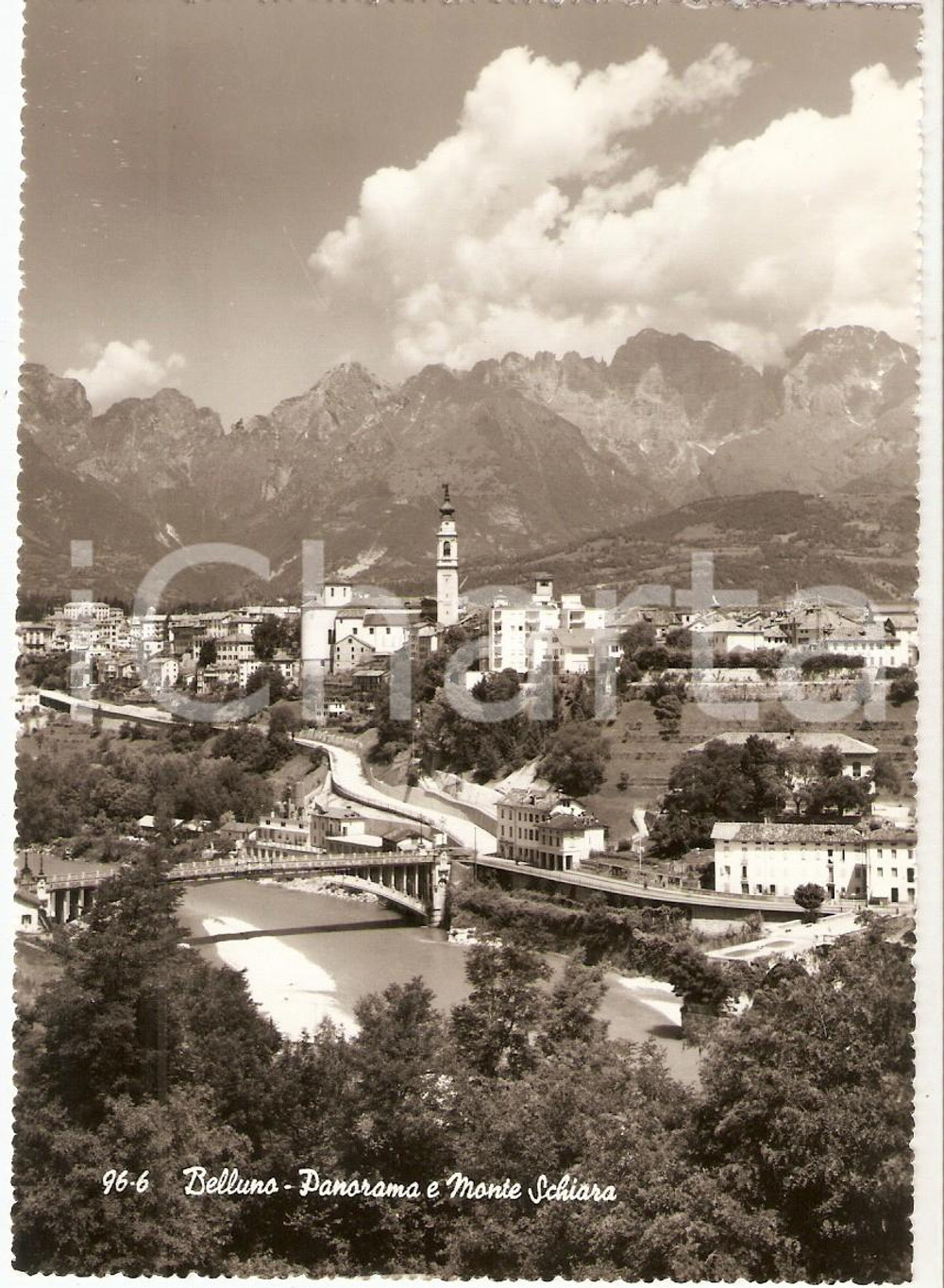 1963 BELLUNO Panorama della città con MONTE SCHIARA *Cartolina FG VG