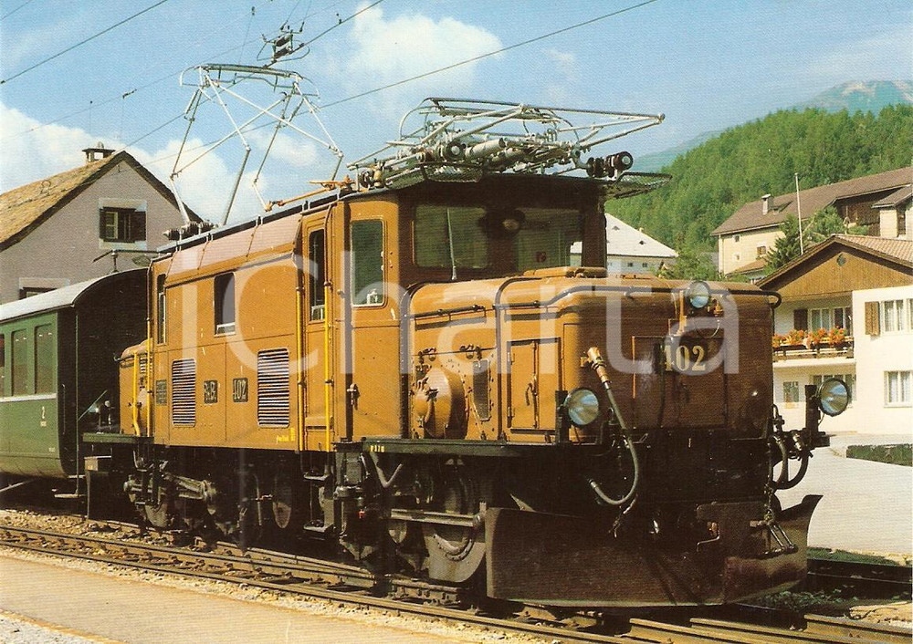 Cartolina originale da collezione 1980 ZUOZ SVIZZERA Rhätische Bahn RhB Locomotiva Ge 6/6 I 402 Cartolina FG NV 1