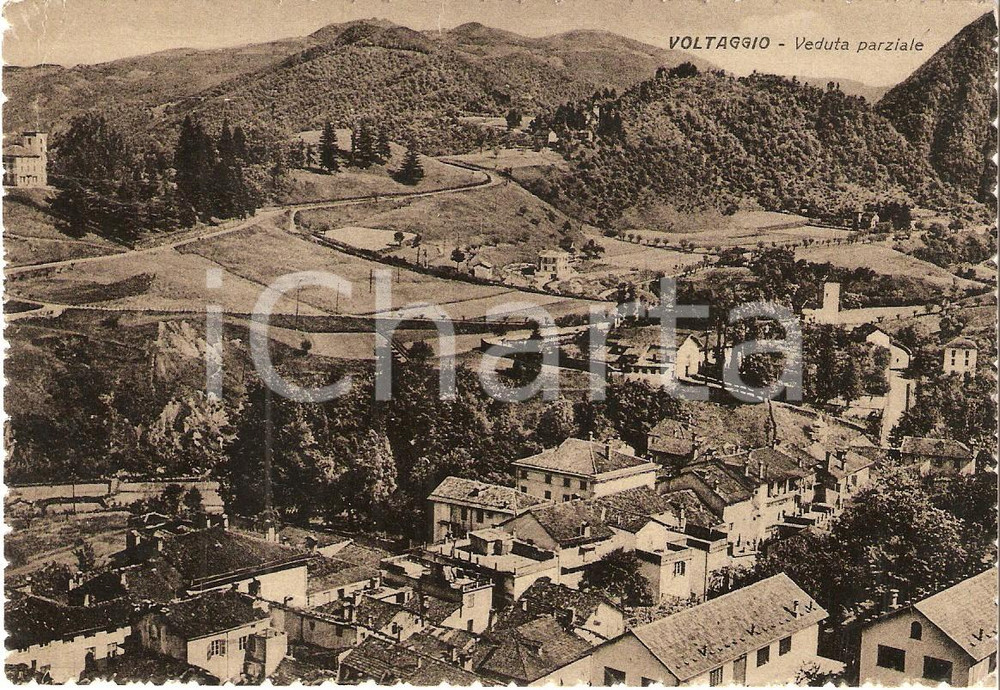 Cartolina originale da collezione 1954 VOLTAGGIO (AL) Panorama del paese *Cartolina FG VG 1