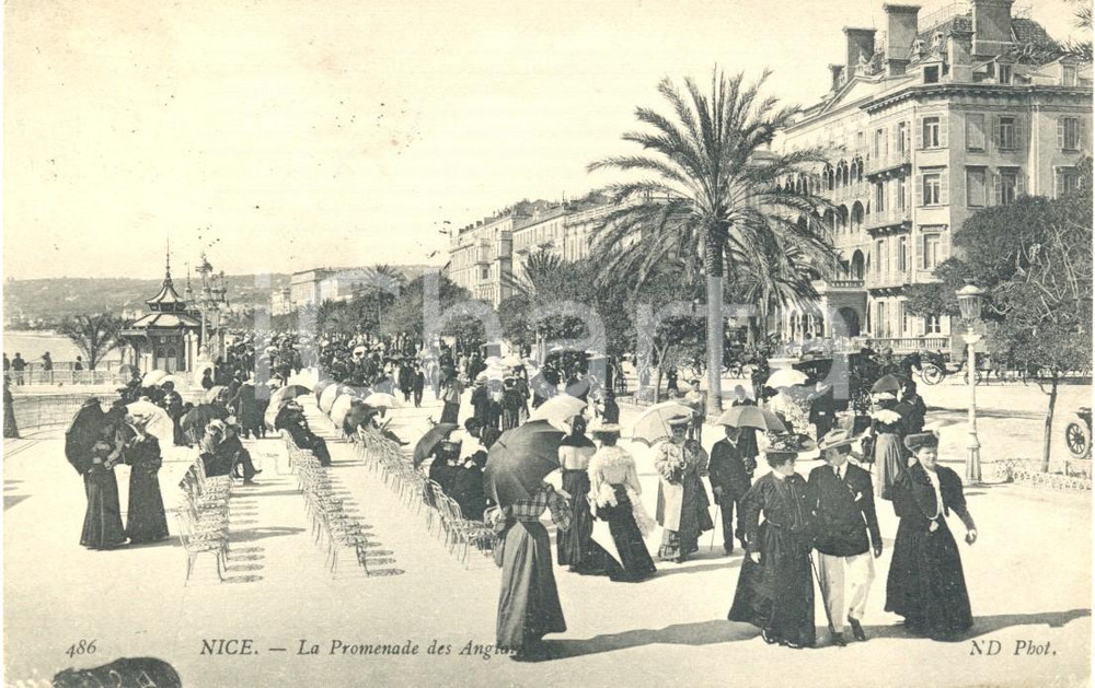 Cartolina originale da collezione 1910 NICE F A passeggio sulla Promenade des Anglais Cartolina Belle époque FP 1