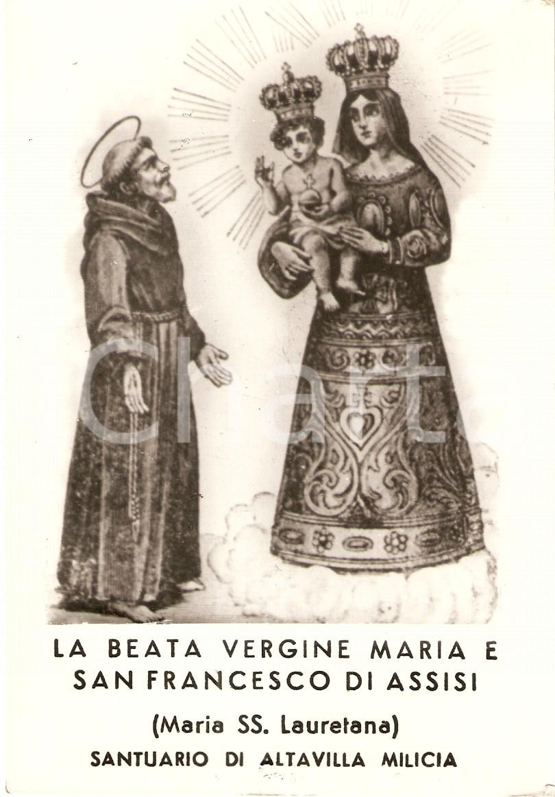 Cartolina originale da collezione 1950 ca ALTAVILLA MILICIA Maria Santissima Lauretana San Francesco d Assisi 2 1
