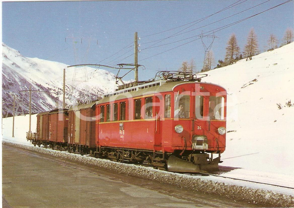 Cartolina originale da collezione 1973 BERNINA SUOT SVIZZERA Rhätische Bahn RhB Locomotiva ABe 4/4 35 Cartolina 1