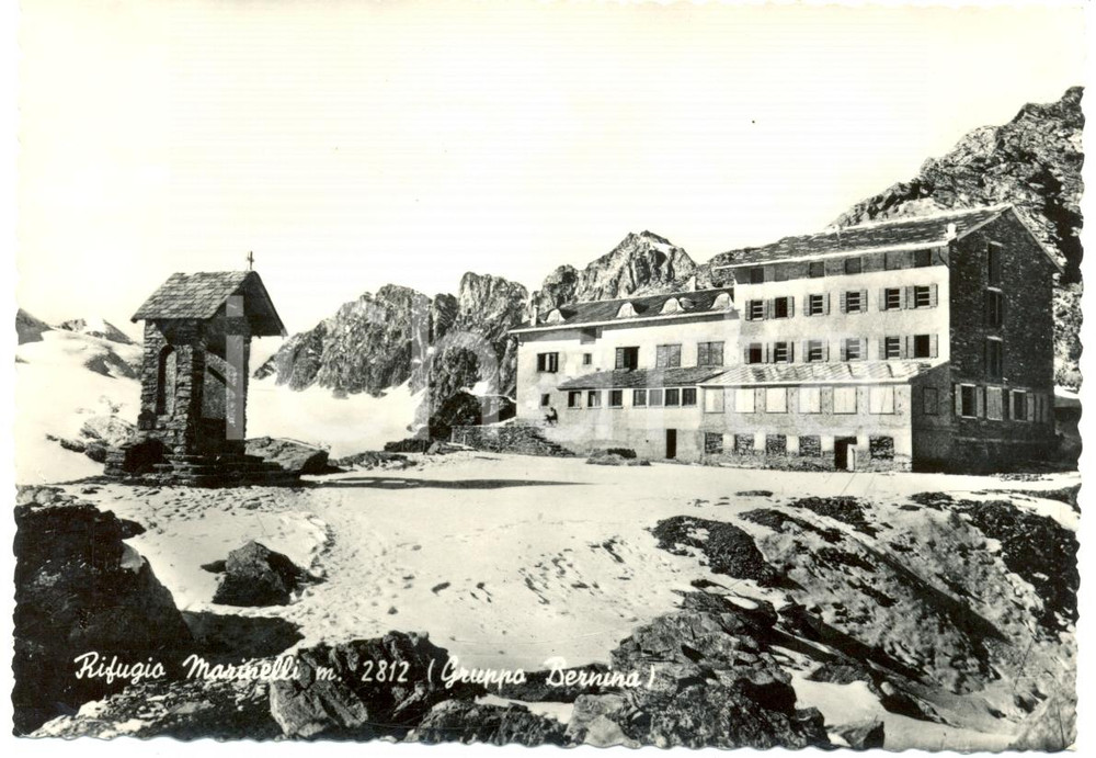 Cartolina originale da collezione 1956 LANZADA (SO) CAI Rifugio Damiano MARINELLI e BERNINA *Cartolina FG VG 1