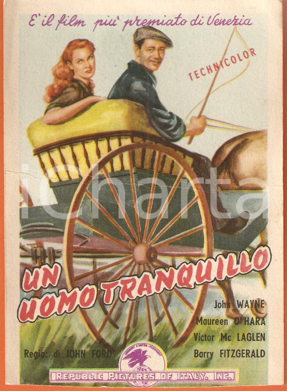Cartolina originale da collezione 1952 UN UOMO TRANQUILLO John WAYNE PubblicitÃ  CINAR *Cartolina DANNEGGIATA 1