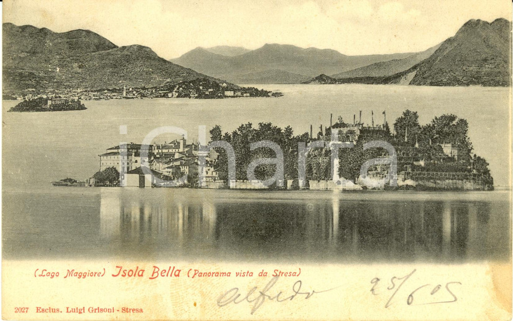 Cartolina originale da collezione 1905 ISOLA BELLA VB LAGO MAGGIORE Panorama da STRESA Cartolina FP VG 1