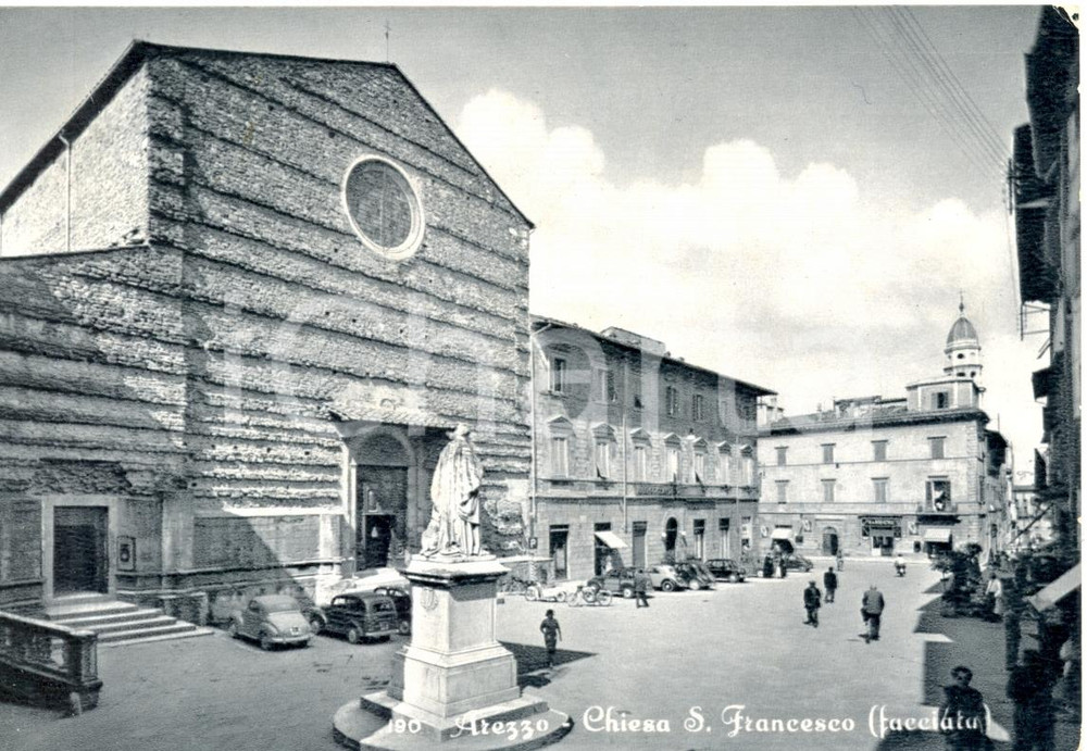 Cartolina originale da collezione 1958 AREZZO Chiesa di S. Francesco Cartolina animata FG VG 1
