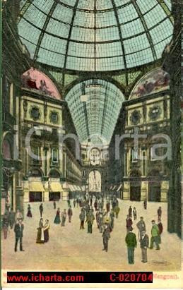 Cartolina originale da collezione 1906 MILANO Interno Galleria VITTORIO EMANUELE II Illustrata Cartolina FP VG 1
