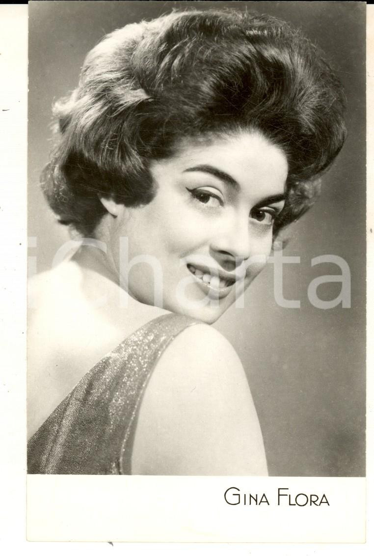 Cartolina originale da collezione 1955 ca PARIS MUSICA Ritratto della cantante GINA FLORA Foto seriale 9x14 1