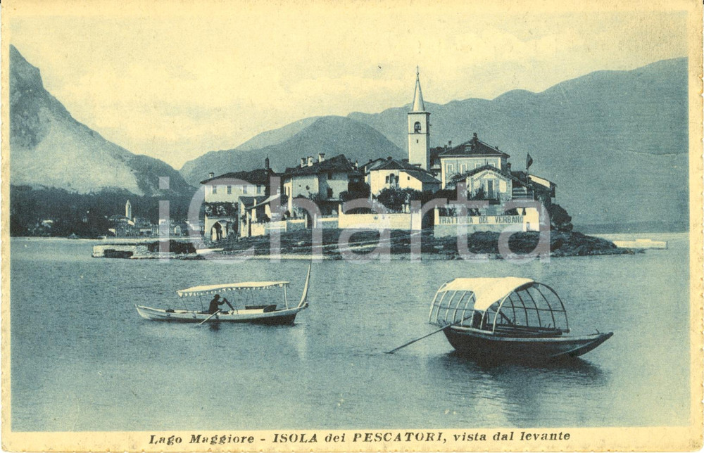 Cartolina originale da collezione 1915 ca ISOLA DEI PESCATORI VB LAGO MAGGIORE Veduta con trattoria Verbano FP 1