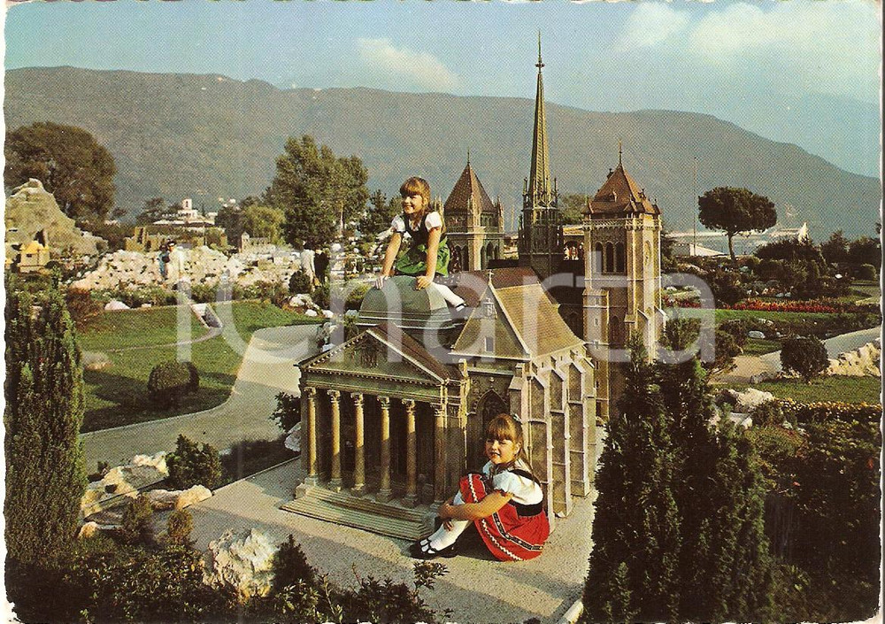 Cartolina originale da collezione 1969 MELIDE (SUISSE) SWISSMINIATUR Cattedrale GINEVRA *Cartolina ANIMATA FG VG 1