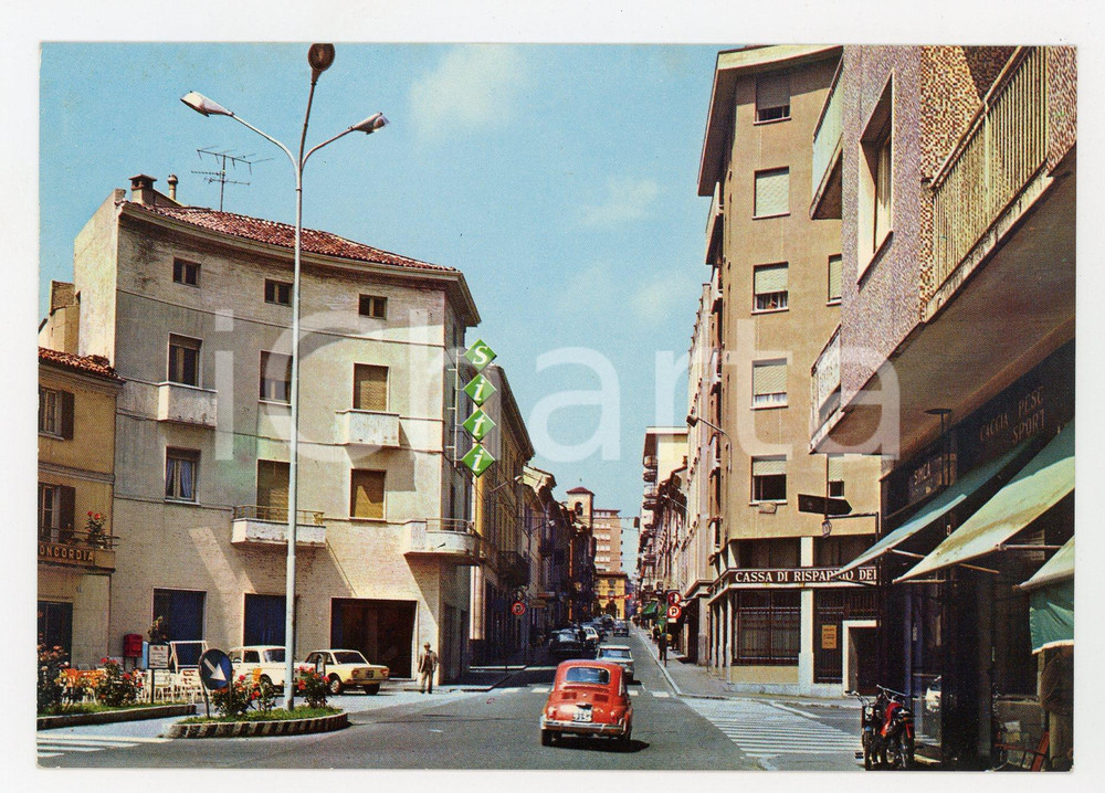 Cartolina originale da collezione 1970 ca STRADELLA PV FIAT 500 in Viale XXVI APRILE Cartolina VINTAGE FG NV 1
