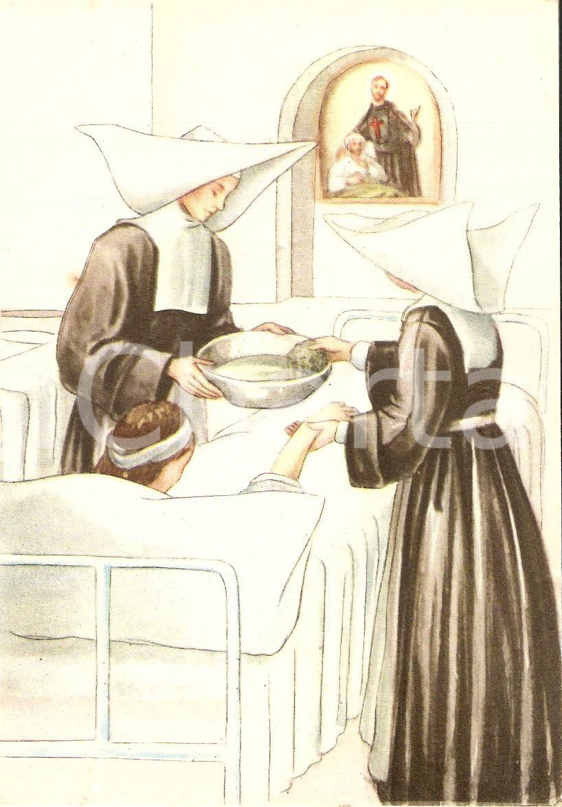 Cartolina originale da collezione 1960 ca UNIONE INFERMIERE SAN CAMILLO Suore lavano paziente Cartolina FG NV 1