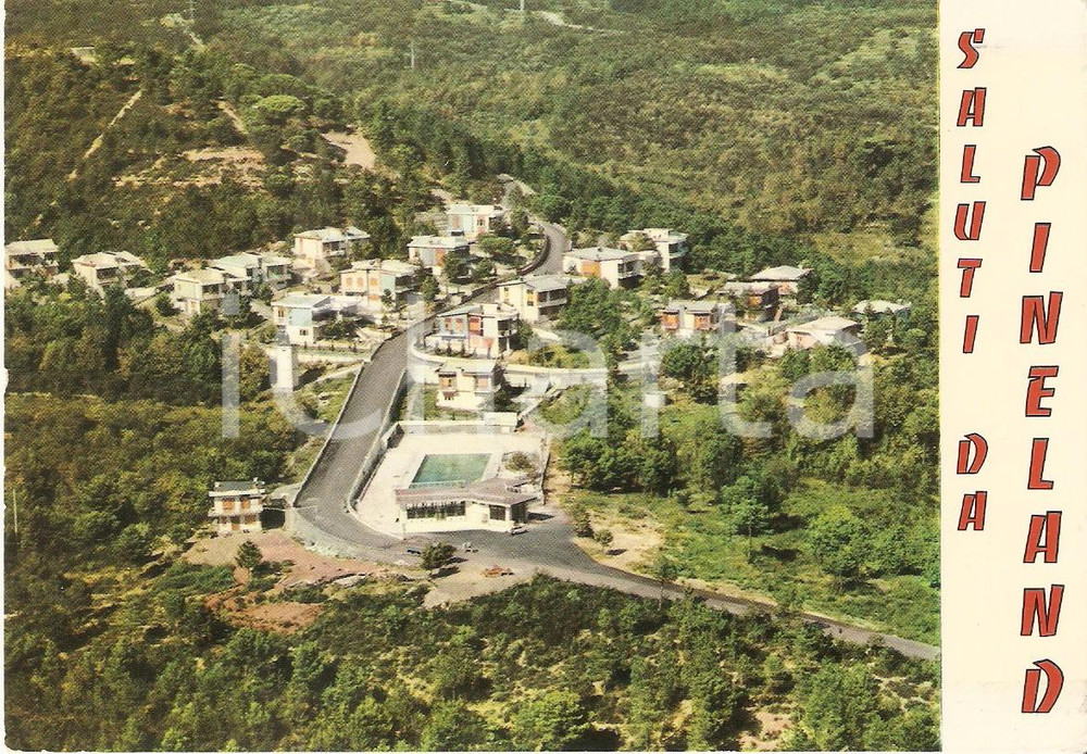 Cartolina originale da collezione 1969 BORGHETTO SANTO SPIRITO SV Villaggio PINELAND Veduta aerea Cartolina FG 1
