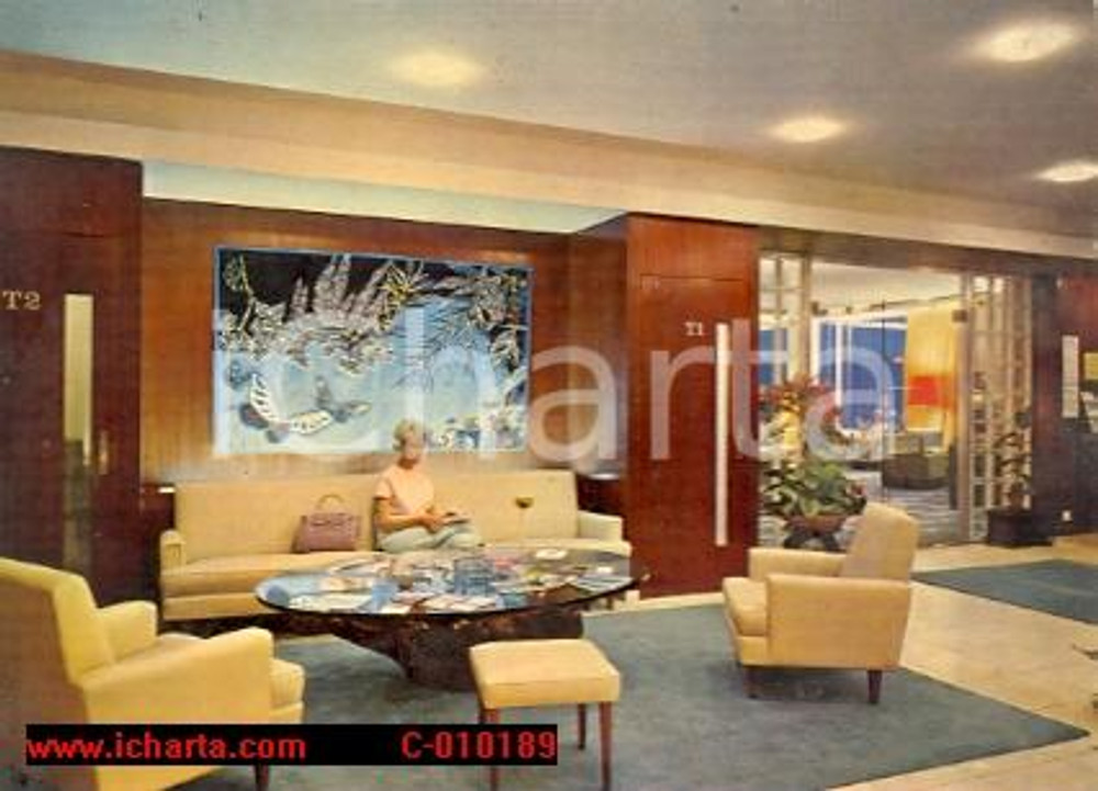 Cartolina originale da collezione 1975 ca MERLIGEN (CH) La Hall dell'Hotel BEATUS *Cartolina VINTAGE FG NV 1