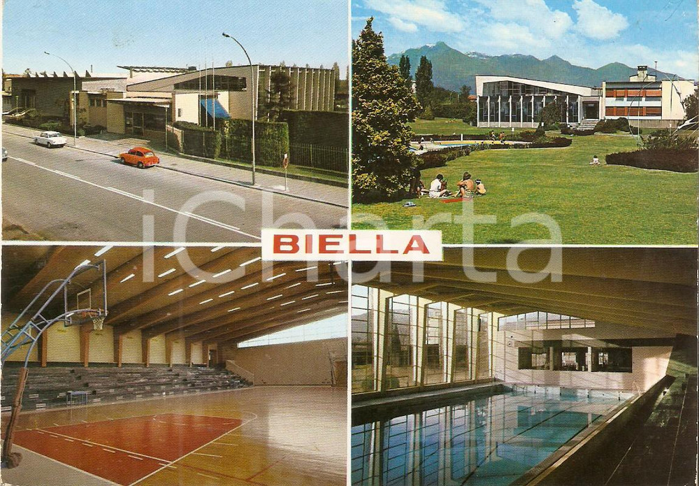 Cartolina originale da collezione 1968 BIELLA Palestra piscina Massimo RIVETTI  Vedutine Cartolina FG NV 1