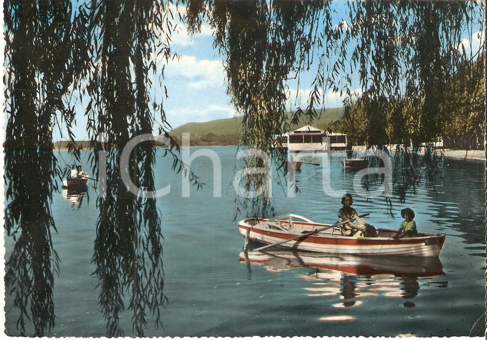 Cartolina originale da collezione 1955 ca VIVERONE BI Barche a remi nel lago Cartolina FG VG 1