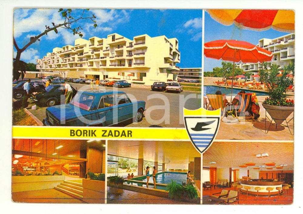 Cartolina originale da collezione 1974 ZADAR CROATIA Albergo BORIK Vedutine Cartolina postale VINTAGE FG VG 1