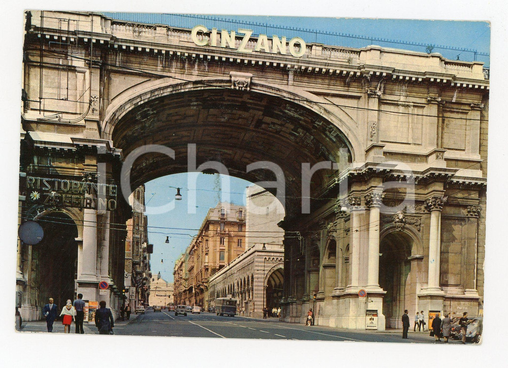 Cartolina originale da collezione 1988 GENOVA Via XX SETTEMBRE  Ristorante ZEFFIRINO  CINZANO Cartolina FG NV 1