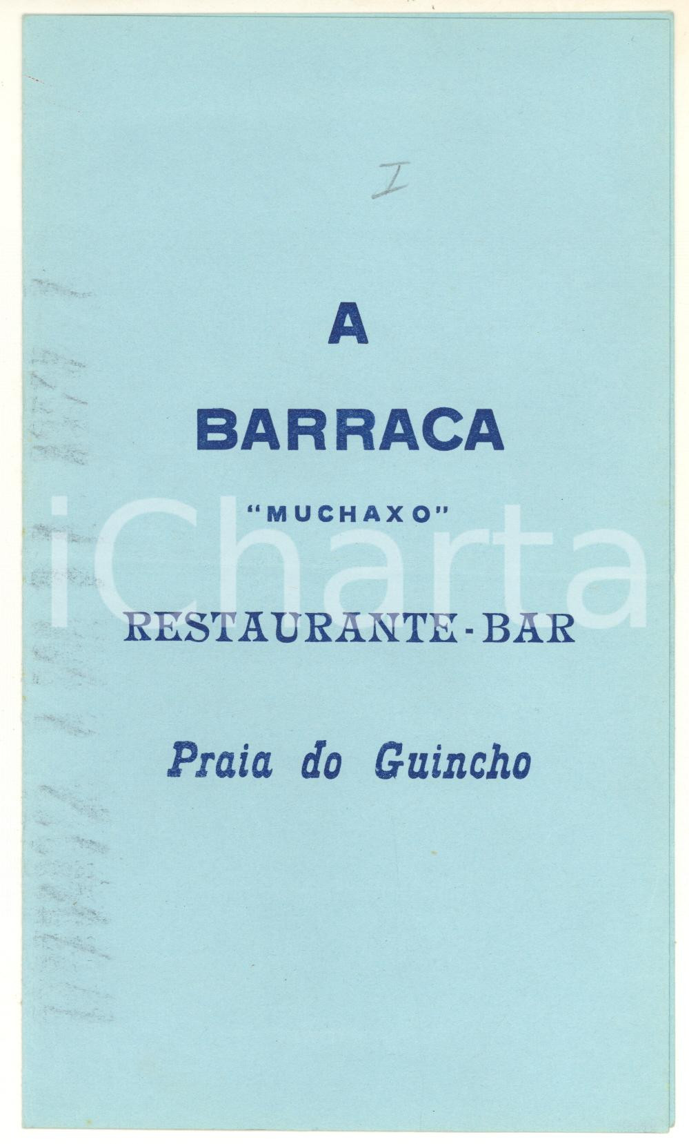 Oggetto da collezione cartaceo 1960 ca CASCAIS PRAIA DO GUINCHO Restaurante A BARRACA MUCHAXO MenÃ¹ 1