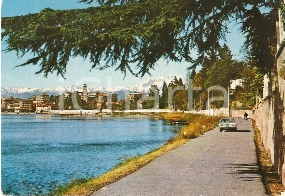 Cartolina originale da collezione 1979 SESTO CALENDE (VA) Auto in marcia su alzaia TICINO *Cartolina FG VG 1