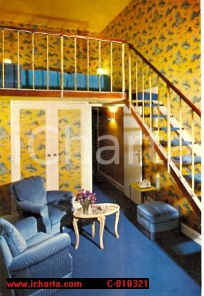 Cartolina originale da collezione 1970 ca EZE FRANCE Hotel CAPESTEL Chambre en mezzanine COTE D AZUR Vintage FG 1