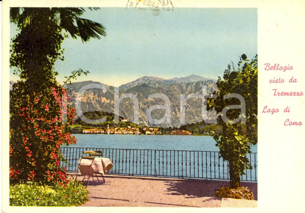 Cartolina originale da collezione 1956 TREMEZZO CO Panorama del lago e BELLAGIO Cartolina VINTAGE FG VG 1