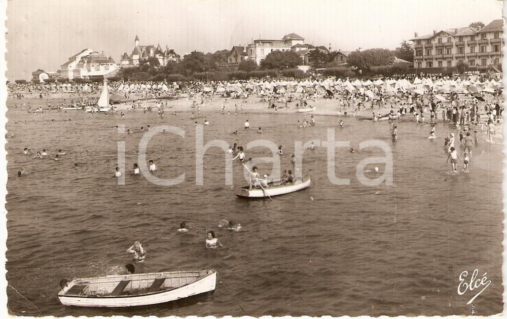 Cartolina originale da collezione 1956 ARCACHON F GIRONDE Spiaggia e Casino GRAND HOTEL DE FRANCE Cartolina FP 1