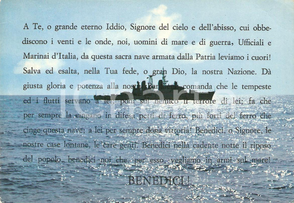 Cartolina originale da collezione 1970 ca MARINA MILITARE Preghiera del Marinaio *Cartolina FG NV 1