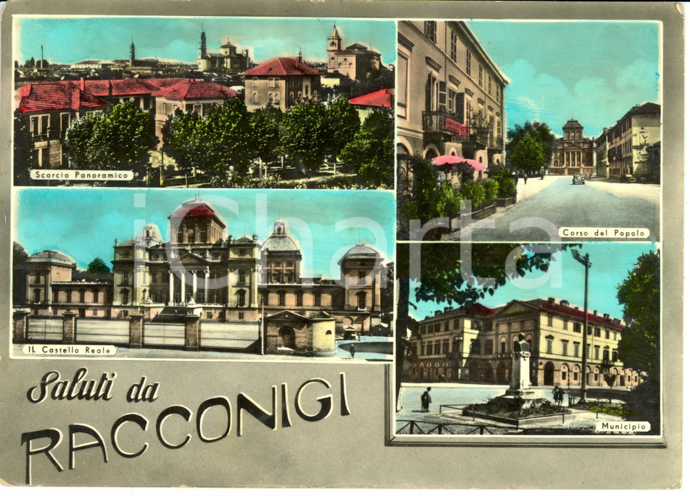 Cartolina originale da collezione 1961 RACCONIGI (CN) Vedutine *Cartolina postale FG VG 1