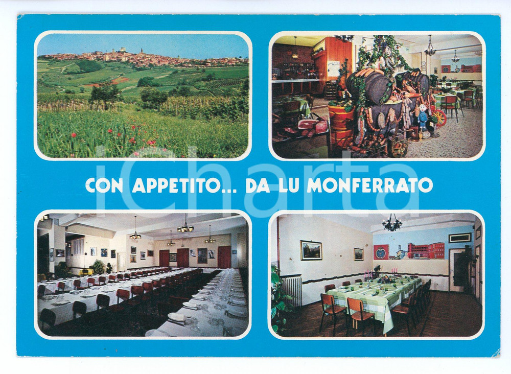 Cartolina originale da collezione 1980 ca LU MONFERRATO (AL) Vedutine Albergo PAPA' FRANCESCO *Cartolina FG NV 1