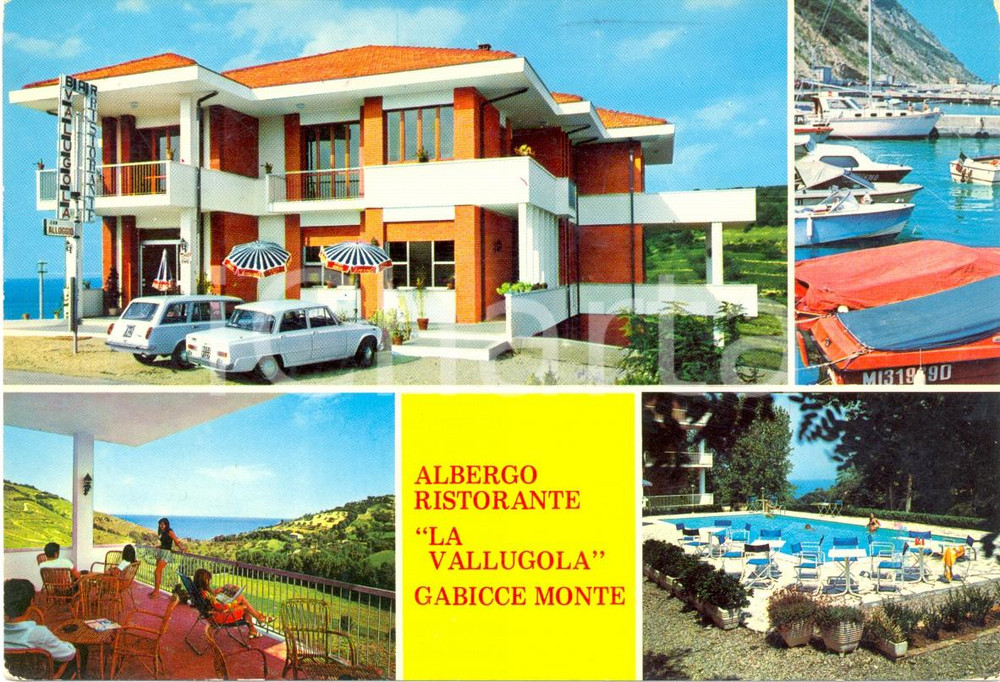 Cartolina originale da collezione 1980 ca GABICCE MONTE (PU) Albergo LA VALLUGOLA Vedutine*Cartolina VINTAGE FG VG 1