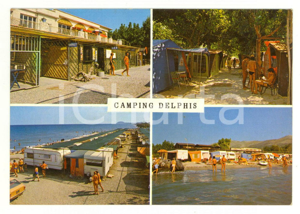 Cartolina originale da collezione 1970 ca CERIALE (SV) Camping DELPHIS Vedutine ANIMATA *Cartolina VINTAGE FG NV 1
