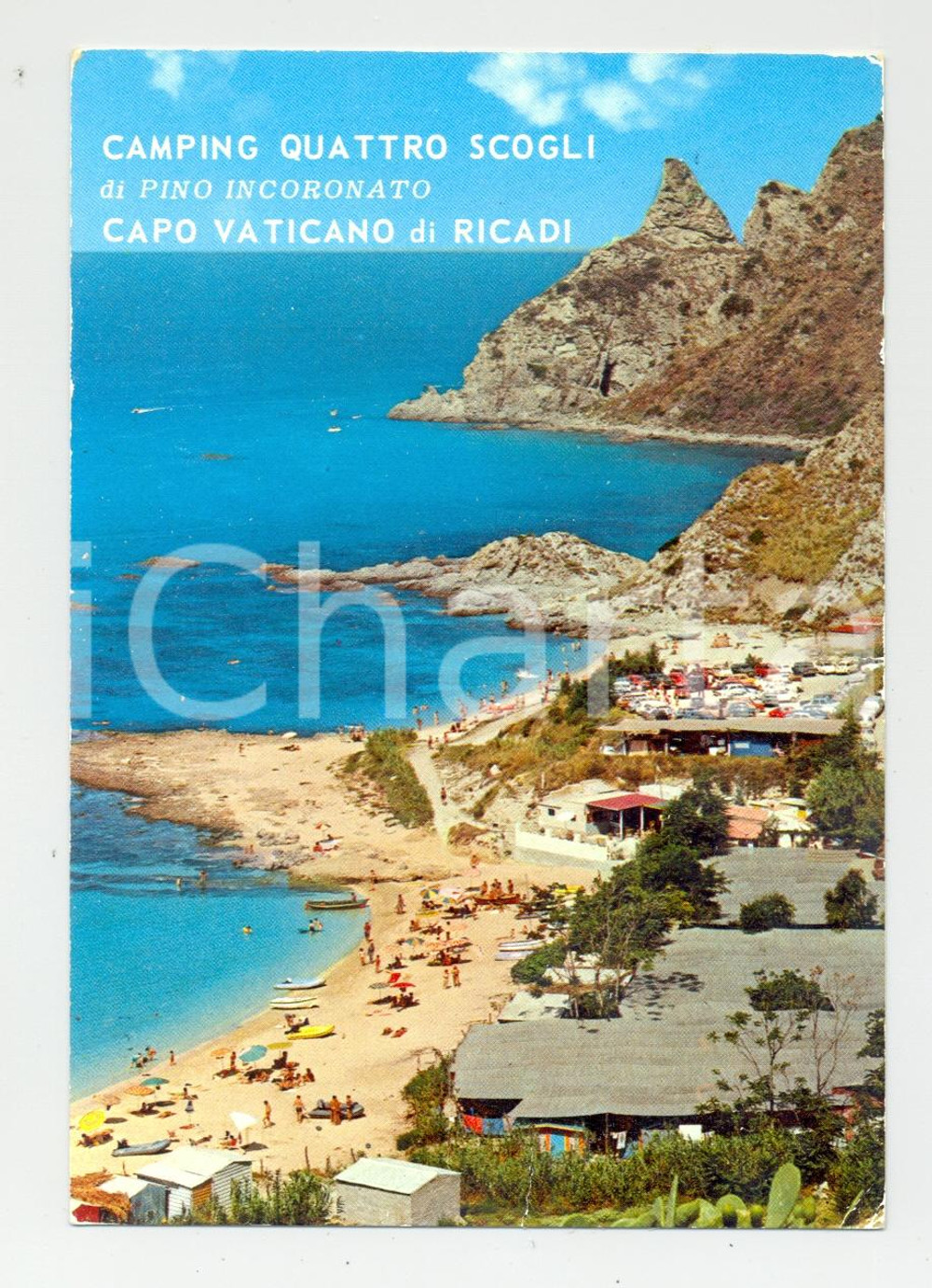 Cartolina originale da collezione 1965 ca RICADI (VV) CAPO VATICANO Camping QUATTRO SCOGLI Cartolina VINTAGE FG VG 1