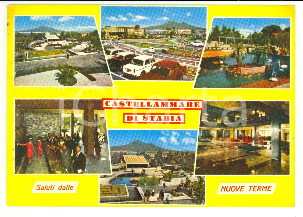 Cartolina originale da collezione 1968 CASTELLAMMARE DI STABIA (NA) Nuove Terme - Vedutine Cartolina VINTAGE FG VG 1
